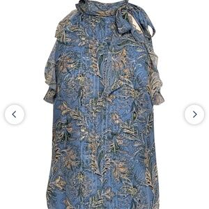 Veronica beard blue paisley top size 2